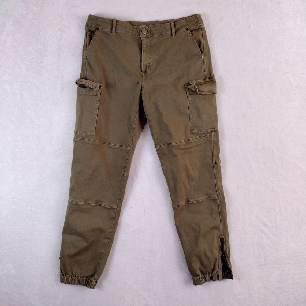 Michael Michael Kors Womens Olive Green Cargo Jogger Pants Size 8 Zip Utility